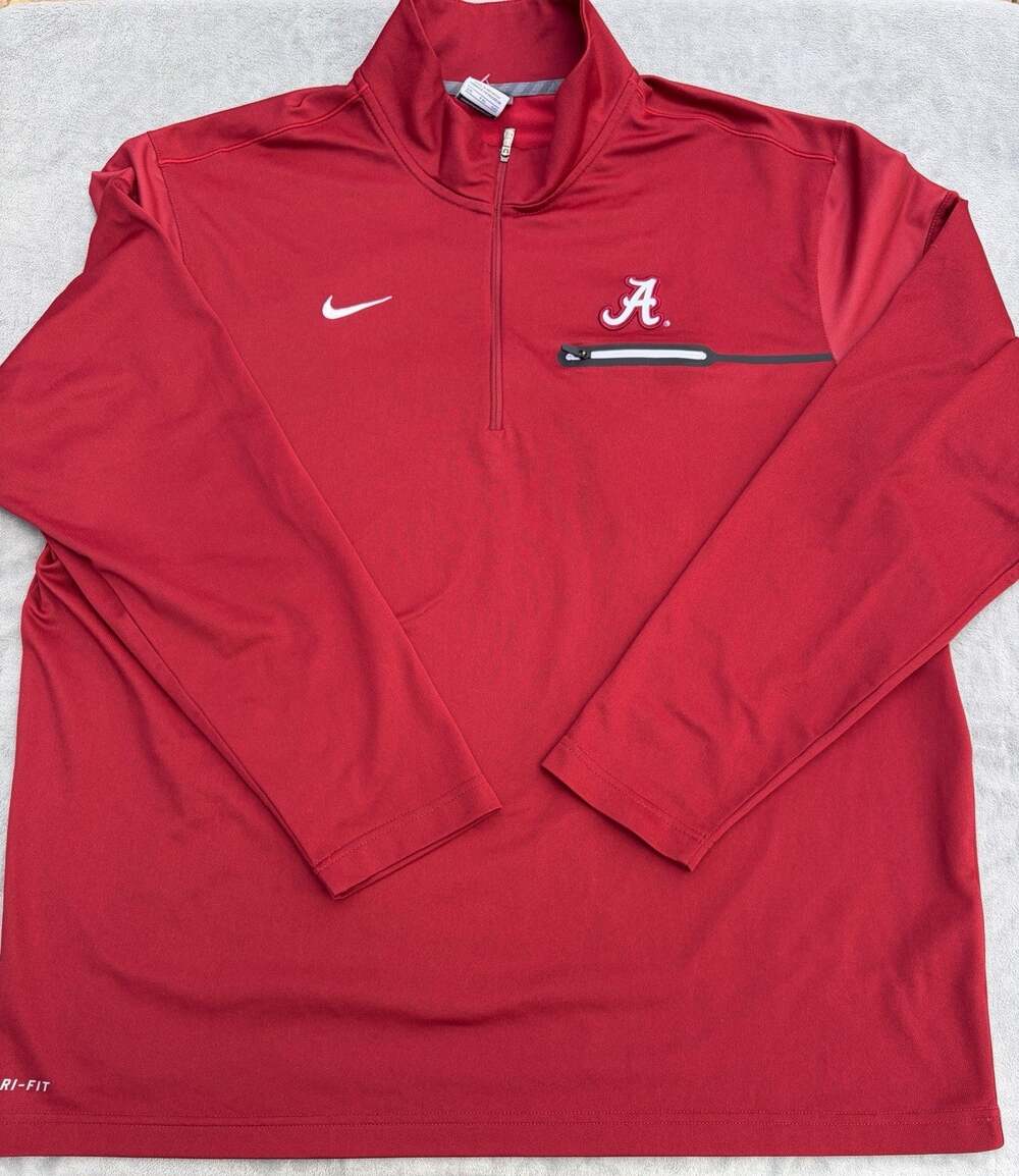 Alabama Crimson Tide Jacket Mens 2XL Red NCAA Football Nike 1/4 Zip Pullover